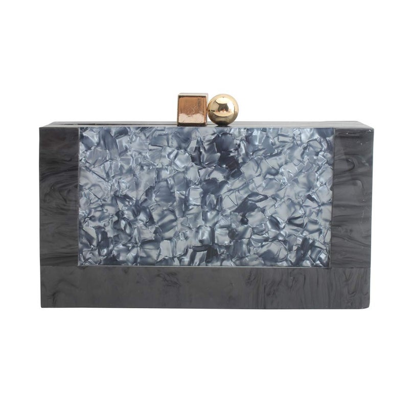 LETODE New acrylic contrast color stitching clutch for Women Wedding Party Clutch bag (5240-BLACK) - Image 2